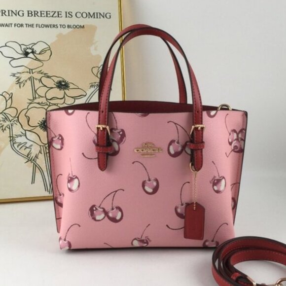 Coach Mollie  Tote Bag 25 With Cherry Print Crossbody Strap - Picture 2 of 12